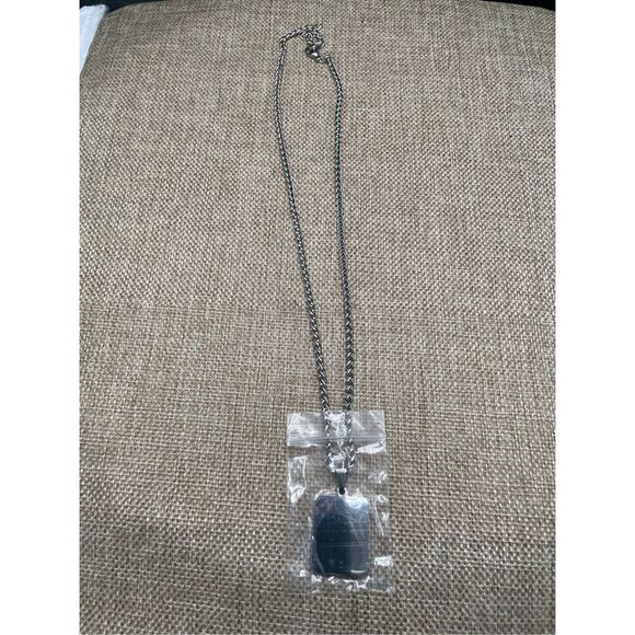 Initial Mens DogTag Necklace Patriotic Initial is N  Unisex Silver Tone - Picture 2 of 6